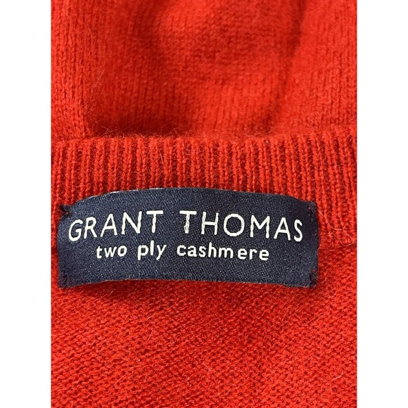 Grant Thomas 100% Cashmere Sweater Vest Red V-Neck Two Ply M Holiday Winter - Picture 5 of 11